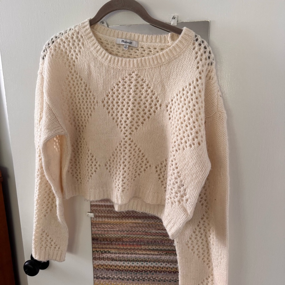 Madewell Cream Textured Knit Sweater